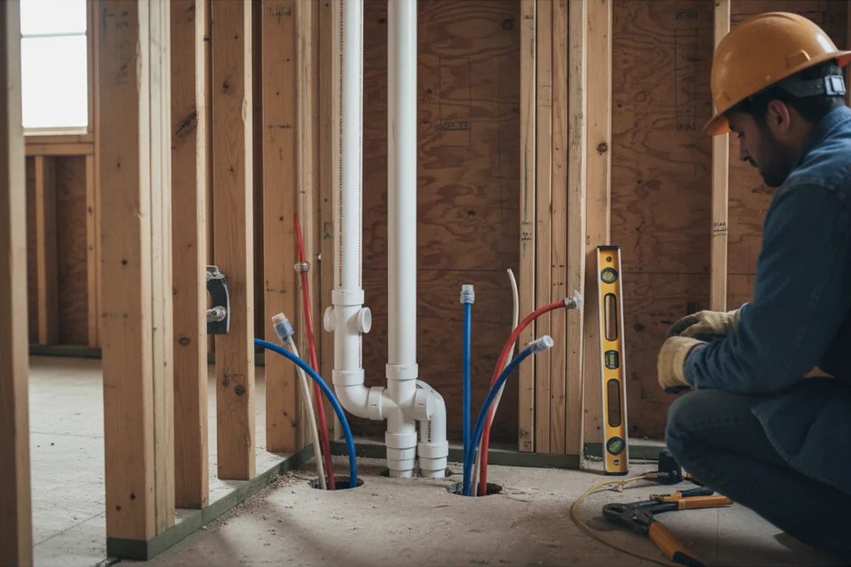 Drain and supply rough-in during Sump Pump Repair in Dallas